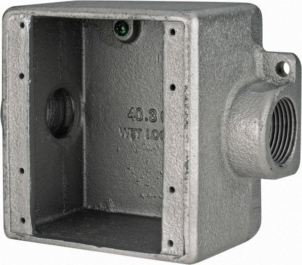 Thomas & Betts - 2 Gang, (2) 1" Knockouts, Iron Rectangle Device Box - Zinc Plated - Exact Tooling