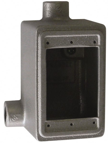 O-Z/Gedney - 1 Gang, 1/2" Knockouts, Iron Rectangle Device Box - Aluminum Enamel, Zinc Electroplated - Exact Tooling