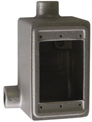 O-Z/Gedney - 1 Gang, 1/2" Knockouts, Iron Rectangle Device Box - Aluminum Enamel, Zinc Electroplated - Exact Tooling