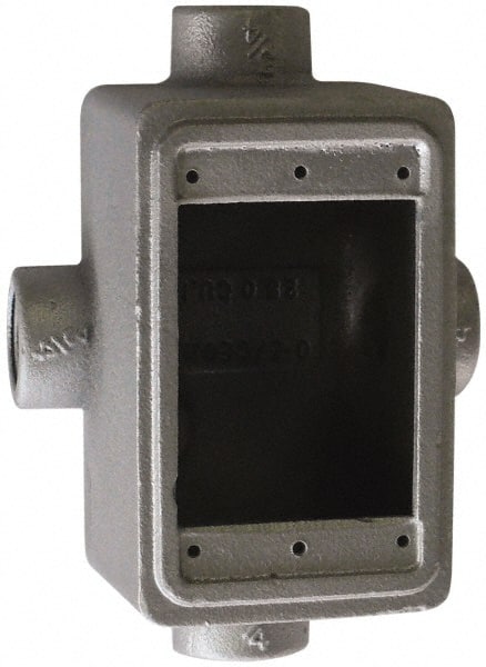 O-Z/Gedney - 1 Gang, 3/4" Knockouts, Iron Rectangle Device Box - Aluminum Enamel, Zinc Electroplated - Exact Tooling
