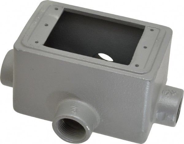 O-Z/Gedney - 1 Gang, 3/4" Knockouts, Iron Rectangle Device Box - Aluminum Enamel, Zinc Electroplated - Exact Tooling