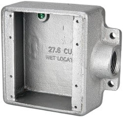 Thomas & Betts - 2 Gang, (1) 3/4" Knockout, Iron Rectangle Device Box - 2-3/4" Overall Width x 2" Overall Depth - Exact Tooling