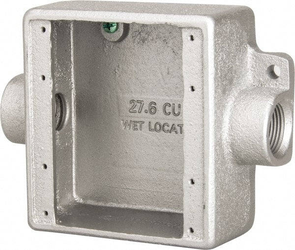 Thomas & Betts - 2 Gang, (2) 3/4" Knockouts, Iron Rectangle Device Box - 4.63" Overall Height x 5.38" Overall Width x 2" Overall Depth - Exact Tooling