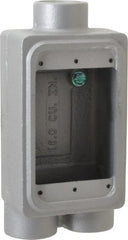O-Z/Gedney - 1 Gang, 3/4" Knockouts, Iron Rectangle Device Box - Aluminum Enamel, Zinc Electroplated - Exact Tooling
