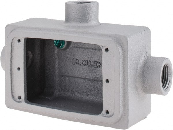 O-Z/Gedney - 1 Gang, 1/2" Knockouts, Iron Rectangle Device Box - Aluminum Enamel, Zinc Electroplated - Exact Tooling