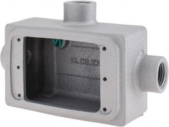 O-Z/Gedney - 1 Gang, 1/2" Knockouts, Iron Rectangle Device Box - Aluminum Enamel, Zinc Electroplated - Exact Tooling