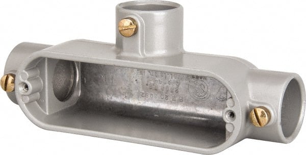 Hubbell Killark - Form Set Screw, T Body, 1" Trade, EMT Aluminum Conduit Body - Oval, 7-1/8" OAL, 12 cc Capacity - Exact Tooling