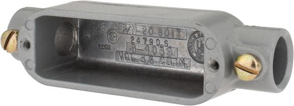 Hubbell Killark - Form Set Screw, C Body, 1/2" Trade, EMT Aluminum Conduit Body - Oval, 5-3/8" OAL, 4 cc Capacity - Exact Tooling