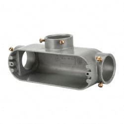 Hubbell Killark - Form Set Screw, T Body, 2" Trade, EMT Aluminum Conduit Body - Oval, 11-5/8" OAL, 70 cc Capacity - Exact Tooling