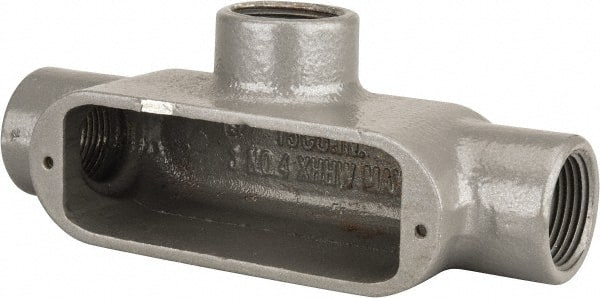 Hubbell Killark - Form 35, T Body, 1" Trade, IMC, Rigid Malleable Iron Conduit Body - Oval, 7-1/8" OAL, 12 cc Capacity, Hazardous & Wet Locations - Exact Tooling