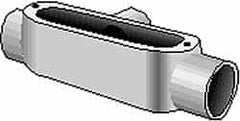 Hubbell Killark - Form 35, T Body, 1-1/2" Trade, IMC, Rigid Malleable Iron Conduit Body - Oval, 9-3/16" OAL, 33 cc Capacity, Hazardous & Wet Locations - Exact Tooling