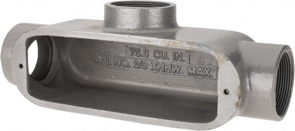 Hubbell Killark - Form 35, T Body, 2" Trade, IMC, Rigid Malleable Iron Conduit Body - Oval, 11-5/8" OAL, 70 cc Capacity, Hazardous & Wet Locations - Exact Tooling