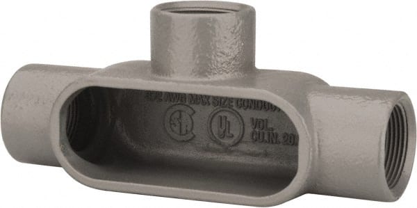 Hubbell Killark - Form 7, T Body, 1-1/4" Trade, IMC, Rigid Iron Conduit Body - Oval, 8 & 11-7/8" OAL, 20 cc Capacity, Gray, Hazardous & Wet Locations - Exact Tooling