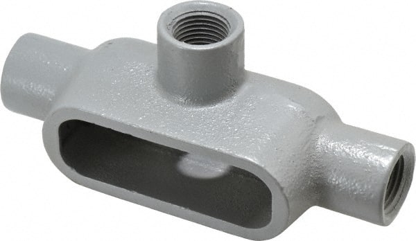 Hubbell Killark - Form 7, T Body, 1/2" Trade, IMC, Rigid Iron Conduit Body - Oval, 5-11/16" OAL, 6.2 cc Capacity, Gray, Hazardous & Wet Locations - Exact Tooling