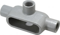 Hubbell Killark - Form 7, T Body, 1/2" Trade, IMC, Rigid Iron Conduit Body - Oval, 5-11/16" OAL, 6.2 cc Capacity, Gray, Hazardous & Wet Locations - Exact Tooling