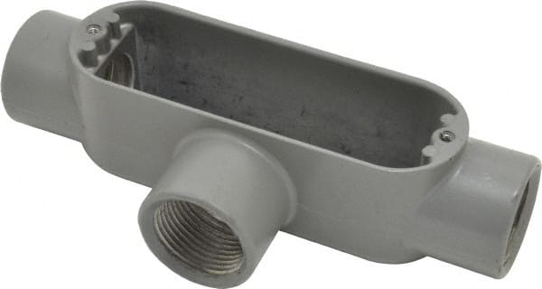 Hubbell Killark - Form 85, T Body, 1" Trade, IMC, Rigid Aluminum Conduit Body - Oval, 7-1/8" OAL, 12 cc Capacity, Hazardous & Wet Locations - Exact Tooling