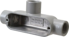 Hubbell Killark - Form 85, T Body, 1/2" Trade, IMC, Rigid Aluminum Conduit Body - Oval, 5-3/8" OAL, 4 cc Capacity, Hazardous & Wet Locations - Exact Tooling