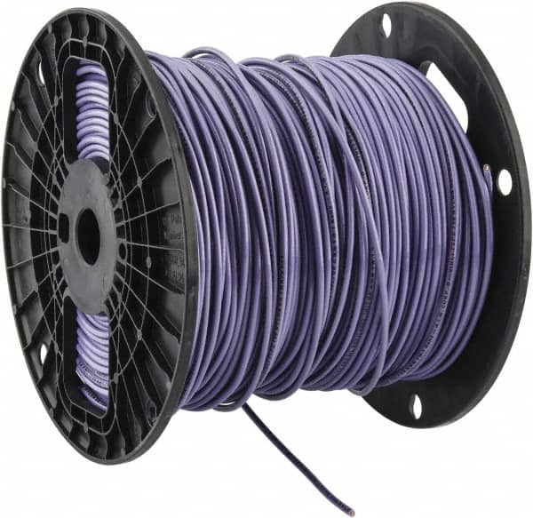 Southwire - THHN/THWN, 14 AWG, 15 Amp, 500' Long, Solid Core, 1 Strand Building Wire - Purple, Thermoplastic Insulation - Exact Tooling