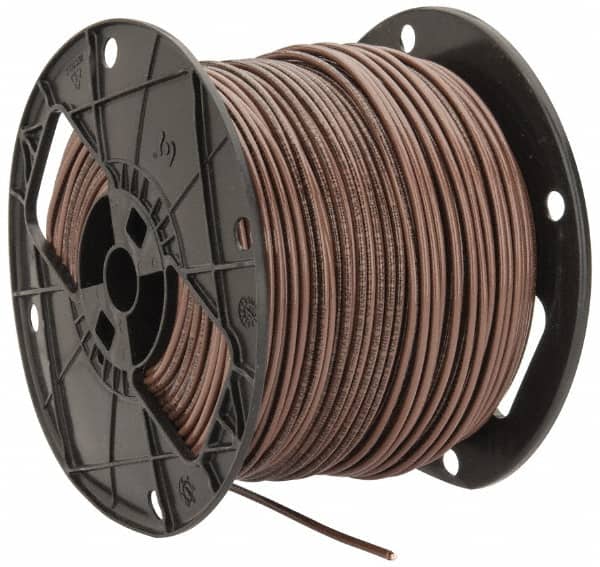 Southwire - THHN/THWN, 12 AWG, 20 Amp, 500' Long, Solid Core, 1 Strand Building Wire - Brown, Thermoplastic Insulation - Exact Tooling