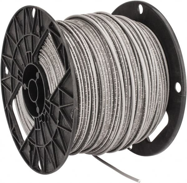 Southwire - THHN/THWN, 12 AWG, 20 Amp, 500' Long, Solid Core, 1 Strand Building Wire - Gray, Thermoplastic Insulation - Exact Tooling