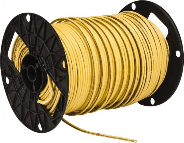 Southwire - THHN/THWN, 10 AWG, 30 Amp, 500' Long, Solid Core, 1 Strand Building Wire - Yellow, Thermoplastic Insulation - Exact Tooling