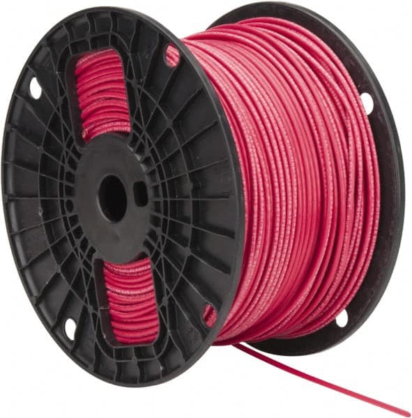Southwire - THHN/THWN, 14 AWG, 15 Amp, 500' Long, Stranded Core, 19 Strand Building Wire - Red, Thermoplastic Insulation - Exact Tooling