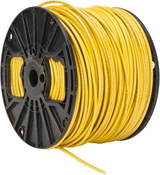 Southwire - THHN/THWN, 12 AWG, 20 Amp, 500' Long, Stranded Core, 19 Strand Building Wire - Yellow, Thermoplastic Insulation - Exact Tooling