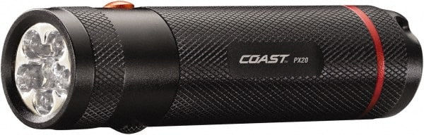 Coast Cutlery - White, Red LED Bulb, 155 Lumens, Industrial/Tactical Flashlight - Black Aluminum Body, 3 AAA Batteries Included - Exact Tooling