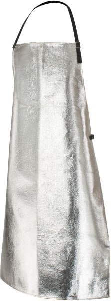 PRO-SAFE - 24 x 39" Aluminized Bib Apron - Aluminized Blended Kevlar, 19 oz Material, Silver & Yellow - Exact Tooling