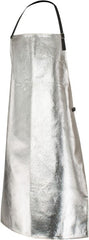 PRO-SAFE - 24 x 39" Aluminized Bib Apron - Aluminized Blended Kevlar, 19 oz Material, Silver & Yellow - Exact Tooling