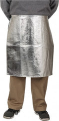 PRO-SAFE - 24 x 24" Aluminized Waist Apron - Aluminized Blended Kevlar, 19 oz Material, Silver & Yellow - Exact Tooling