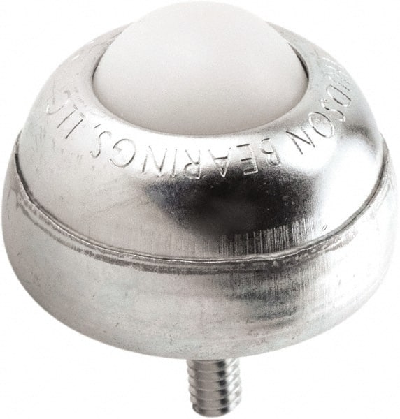 Hudson Bearing - 1 Inch Diameter, Round, Nylon Ball Transfer - 1-3/4 Inch Overall Diameter, 1-3/8 Inch Mount Height, 75 Lb. Capacity - Exact Tooling