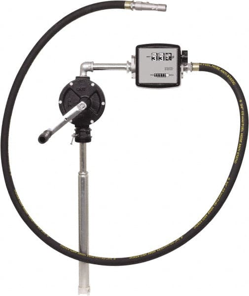 PRO-LUBE - 10 GPM, 3/4" Hose Diam, Kerosene, Diesel & Fuel Oil Pump - Cast-iron Pump, 3/4" Inlet, 3/4" Outlet, 3 Volts, 8' Hose Length - Exact Tooling
