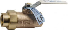 Conbraco - 1/2" Pipe, Standard Port, Bronze Single Union Ends Ball Valve - Bi-Directional, Female Union x FNPT Ends, Lever Handle, 600 WOG, 150 WSP - Exact Tooling
