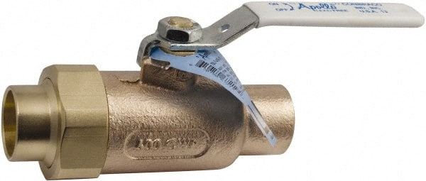 Conbraco - 1-1/2" Pipe, Standard Port, Bronze Single Union Ends Ball Valve - Bi-Directional, Union/Soldered x Union/Soldered Ends, Lever Handle, 600 WOG, 150 WSP - Exact Tooling