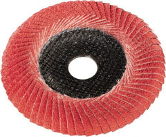 Metabo - P80 Grit, 5" Disc Diam, 7/8" Center Hole, Type 29 Ceramic Flap Disc - 12,200 Max RPM, Fiberglass Backing, Arbor Attaching System, Coated - Exact Tooling