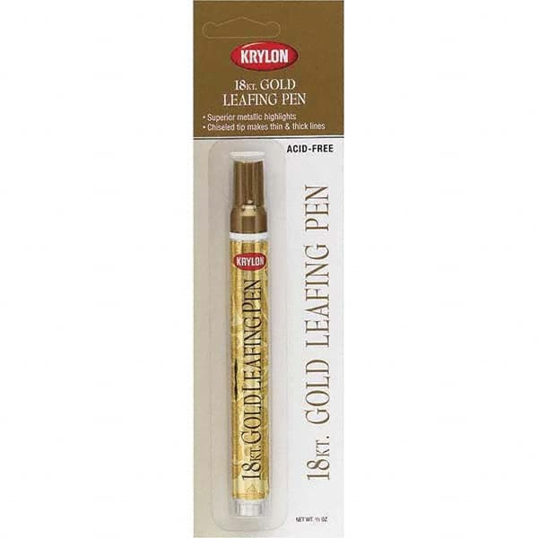 Krylon - 0.33 oz Gold Metallic Finish Paint Pen - Leafing, Direct to Metal, 875 gL VOC Compliance - Exact Tooling