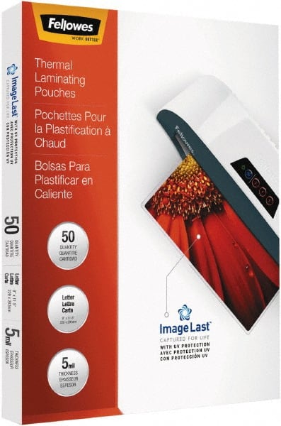 FELLOWES - 50 Piece, 5mm Thick, Legal Size Pouch - 9" Wide x 11-1/2" High - Exact Tooling