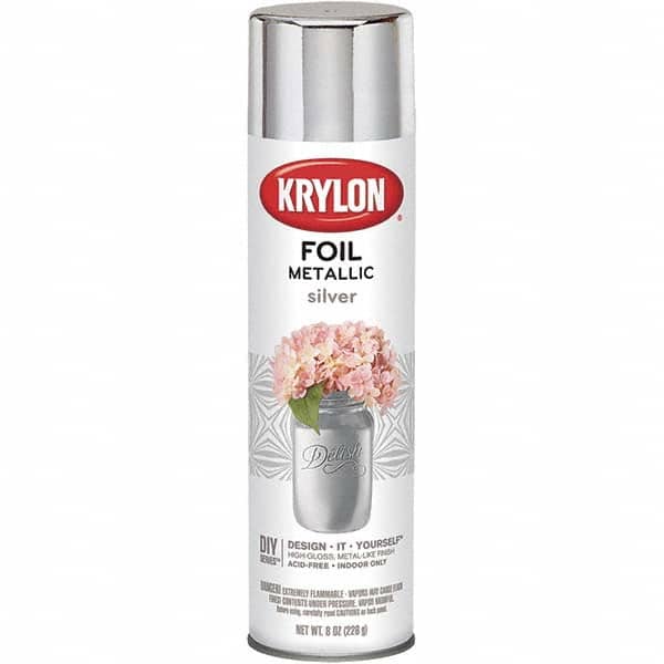 Krylon - Silver Foil, Gloss, Metallic Spray Paint - 8 oz Container - Exact Tooling