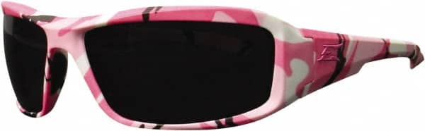 Edge Eyewear - Smoke Lenses, Framed Safety Glasses - Scratch Resistant, Pink Camouflage Nylon Frame, Size Universal, Wrap Around - Exact Tooling