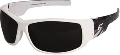 Edge Eyewear - Smoke Lenses, Framed Safety Glasses - Scratch Resistant, White Nylon Frame, Size Universal, Wrap Around - Exact Tooling
