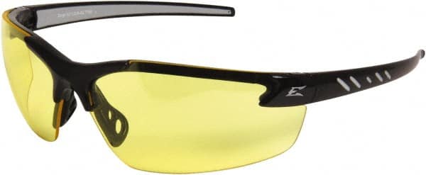 Edge Eyewear - Yellow Lenses, Frameless Safety Glasses - Anti-Fog, Scratch Resistant, Black Nylon Frame, Size Universal, Wrap Around - Exact Tooling