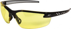 Edge Eyewear - Yellow Lenses, Frameless Safety Glasses - Anti-Fog, Scratch Resistant, Black Nylon Frame, Size Universal, Wrap Around - Exact Tooling