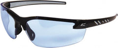 Edge Eyewear - Light Blue Lenses, Frameless Safety Glasses - Anti-Fog, Scratch Resistant, Black Nylon Frame, Size Universal, Wrap Around - Exact Tooling