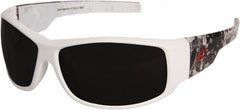Edge Eyewear - Smoke Lenses, Framed Safety Glasses - Scratch Resistant, White Nylon Frame, Size Universal, Wrap Around - Exact Tooling