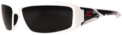 Edge Eyewear - Smoke Lenses, Framed Polarized Glasses - Scratch Resistant, White Nylon Frame, Size Universal, Wrap Around - Exact Tooling
