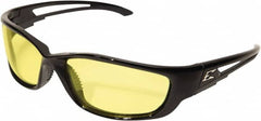 Edge Eyewear - Yellow Lenses, Framed Safety Glasses - Anti-Fog, Scratch Resistant, Black Nylon Frame, Size XL, Wrap Around - Exact Tooling