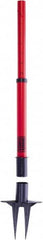 Banner Stakes - 22 to 42" High, 2-3/8" Pole Diam, Stanchion - 9" Base Diam, Removable Spike Nylon Base, Red Plastic Post, For Outdoor Use - Exact Tooling