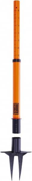 Banner Stakes - 22 to 42" High, 2-3/8" Pole Diam, Stanchion - 9" Base Diam, Removable Spike Nylon Base, Orange Plastic Post, For Outdoor Use - Exact Tooling