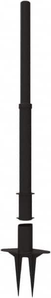 Banner Stakes - 22 to 42" High, 2-3/8" Pole Diam, Stanchion - 9" Base Diam, Removable Spike Nylon Base, Black Plastic Post, For Outdoor Use - Exact Tooling